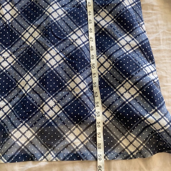 Vintage Plaid maxi dress prairie folk blue white - Picture 11 of 11